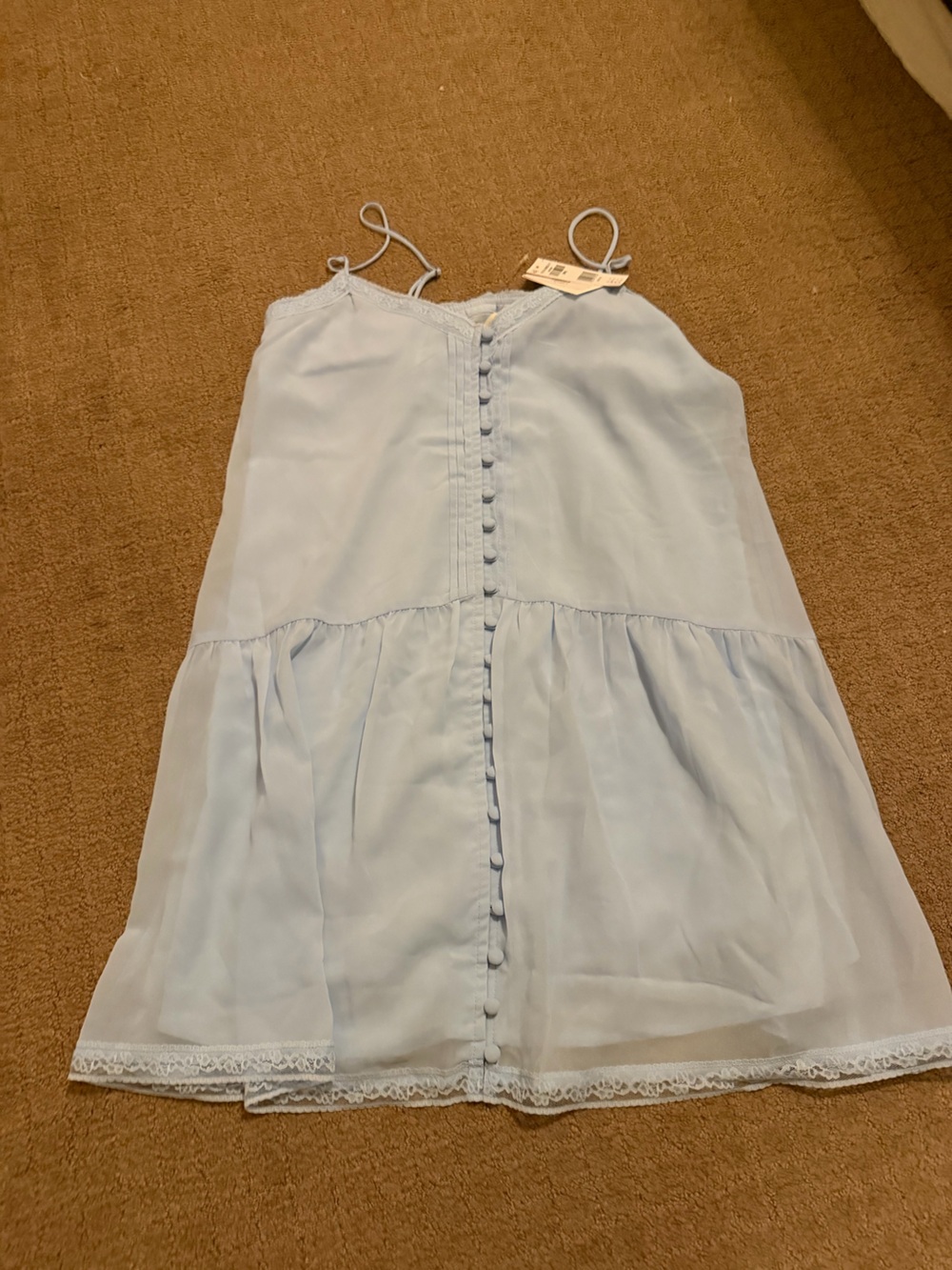Women’s Light Blue Spaghetti-Strap Tiered Dress